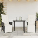 havestole med hynder 2 stk. justerbart ryglæn polyrattan sort