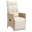 havestole 2 stk. med lænefunktion og hynder polyrattan beige