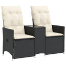 2-personers havesofa med bord og lænefunktion polyrattan sort