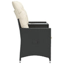 2-personers havesofa med bord og lænefunktion polyrattan sort
