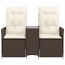 2-personers havesofa med bord og lænefunktion polyrattan brun