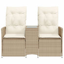 2-personers havesofa med bord og lænefunktion polyrattan beige