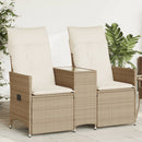 2-personers havesofa med bord og lænefunktion polyrattan beige