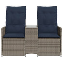 havesofa med 2 siddepladser og bord grå polyrattan