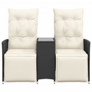 2-personers havesofa med bord og lænefunktion polyrattan sort