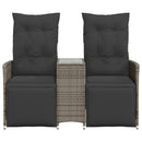 2-personers havesofa med bord og lænefunktion polyrattan grå