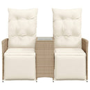 2-personers havesofa med bord og lænefunktion polyrattan beige
