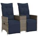 havesofa med 2 siddepladser og bord grå polyrattan