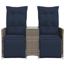 havesofa med 2 siddepladser og bord grå polyrattan