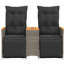 2-personers havesofa med bord og lænefunktion polyrattan grå