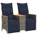 havesofa med 2 siddepladser og bord grå polyrattan