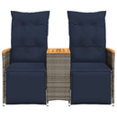havesofa med 2 siddepladser og bord grå polyrattan