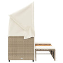 3-personers havesofa med baldakin og skamler polyrattan beige