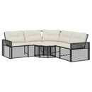 havesofa med hynder og fodskammel L-formet polyrattan sort
