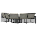 havesofa med hynder og fodskammel L-formet polyrattan sort