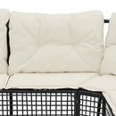 havesofa med hynder og fodskammel L-formet polyrattan sort