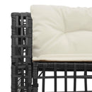 havesofa med hynder og fodskammel L-formet polyrattan sort