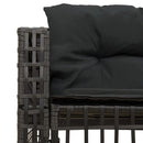 havesofa med hynder og fodskammel L-formet polyrattan sort