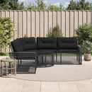 havesofa med hynder og fodskammel L-formet polyrattan sort