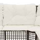 havesofa med hynder og fodskammel L-formet polyrattan brun