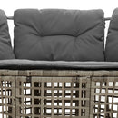 havesofa med hynder og fodskammel L-formet polyrattan grå