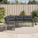 havesofa med hynder og fodskammel L-formet polyrattan grå