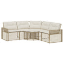 havesofa med hynder og fodskammel L-formet polyrattan beige