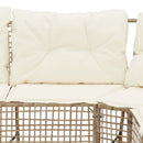 havesofa med hynder og fodskammel L-formet polyrattan beige