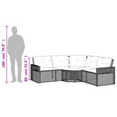 havesofa med hynder og fodskammel L-formet polyrattan beige