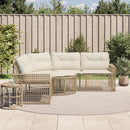havesofa med hynder og fodskammel L-formet polyrattan beige
