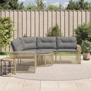 havesofa med hynder og fodskammel L-formet polyrattan beige