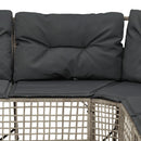 havesofa med hynder og fodskammel L-formet polyrattan lysegrå