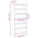 bogreol/rumdeler 100x30x199,5 cm massivt fyrretræ