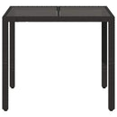 havebord med glastop 90x90x75 cm polyrattan sort