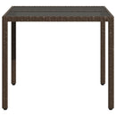 havebord med glastop 90x90x75 cm polyrattan brun