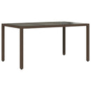 havebord med glastop 150x90x75 cm polyrattan brun