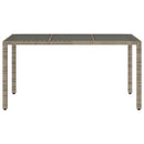 havebord med glastop 150x90x75 cm polyrattan grå