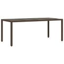 havebord med glastop 190x90x75 cm polyrattan brun