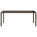 havebord med glastop 190x90x75 cm polyrattan brun