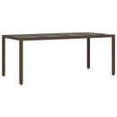 havebord med glastop 190x90x75 cm polyrattan brun