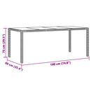 havebord med glastop 190x90x75 cm polyrattan brun