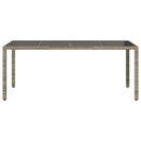 havebord med glastop 190x90x75 cm polyrattan grå