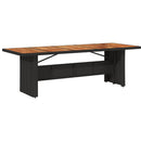 havebord med akacietop 240x90x75 cm polyrattan sort