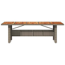 havebord med akacietop 240x90x75 cm polyrattan grå
