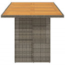 havebord med akacietop 190x80x75 cm polyrattan grå