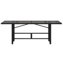 havebord med glastop 190x80x75 cm polyrattan sort
