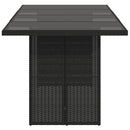 havebord med glastop 190x80x75 cm polyrattan sort
