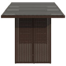 havebord med glastop 190x80x75 cm polyrattan brun
