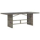 havebord med glastop 190x80x75 cm polyrattan grå