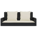 gyngebænk med hynder sort 119x56x48 cm polyrattan